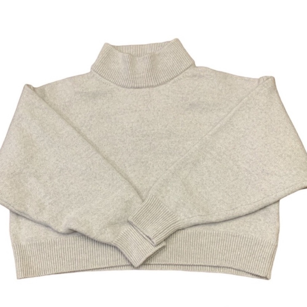 Wilfred Free Aritzia 100% Merino Wool Mock Neck Cropped Heinen Sweater Medium